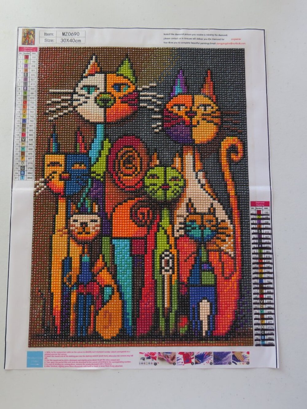 Cats Multicolored Completed Diamond Art Painting